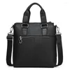 Briefcases Men's Portable Briefcase Style One-shoulder Diagonal Bag Top Layer Cowhide Trendy Casual Male Totes Handbag