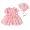 Robes de printemps et d'été pour bébés filles, avec nœud papillon, courtes, à manches longues, à carreaux unis, pour enfants de 5 ans