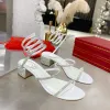 Rene caovilla Cleo Sandali decorati con strass tacco basso e grosso Sandali con tacco grosso bianco Scarpe da sera Designer di lusso Scarpe avvolgenti alla caviglia scarpe di fabbrica