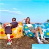 Garden Sets Camp Furniture Inflated Cam Chair Beach Rainbow Flower Lazy Air Sofa Picnic Slee Bed Inflatable Swimming Sun Lounger Outdo Dhfxy