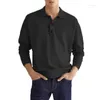 Men's Sweaters Europe Autumn Long Sleeve V-neck Button Casual Blouse Polo Shirt