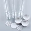 15st PET 50 ml Transparent plast Teströr Bottle Candy Testontainer Bath Salt med aluminiumskruvlock