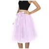 Saias A linha 5 camada 65cm joelho comprimento tule saia elegante plissado tutu mulheres vintage lolita petticoat faldas mujer saia jupe