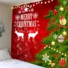 Tapestries CustomWall Hanging Tapestry Merry Christmas Cartoon Deer Fireplace Winter Forest Tapestry For Bedroom Living Room Festival Decor 231207