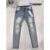 Jeans violets hommes femmes jeans de haute qualité créateur de mode en détresse déchiré motards femmes denim cargo pour hommes pantalons noirs