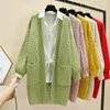 Women's Knits Women Open Front Knitted Cardigan Autumn Winter Luxury Sheep Cashmere Loose Chunky Sweater With Pockets Outerwear Coats