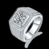 Bague en diamant Moissanite pour hommes, bijoux fins, couleur d 3ct, plaqué or et argent, 18k, 925, tendance, 2 pièces, vente en gros