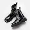 Metal Decorative Spring Boots Square Head Martin Boots Female Spring And Fall Thick Bottom British Style Short Boots 121123a