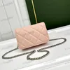 23P Fashion Purse Mini sac à bandoulière pour femme 18 cm en cuir diamant à carreaux argent matériel en métal grand logo sac à main de luxe Matelasse chaîne sacs à bandoulière Sacoche