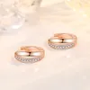 Серьги-кольца, оптовая продажа, S925, серебряные иглы, женские модные украшения, высокое качество, кристалл циркона, цвет розового золота, полый, простой