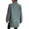 Suéter de caxemira feminino outono/inverno novas malhas comprimento médio manga raglan gola alta dividida vestido suéter