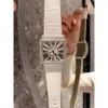 Hoge kwaliteit damespolshorloge Iced Out lederen band Designer FRANCK MULLER Horloges quartz uurwerk reloj 1N7F vrijetijdsmode waterdicht met doos