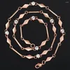 Chains 5mm Womens Chain Girls Stick Rhombic Bead Rhinestones Link Rose Gold Color Necklace Drop LGN239A