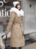 Trenchs de femmes manteaux veste d'hiver vêtements rembourrés de coton rembourrage en coton longs parkas mode taille serrage cravates manteau femmes