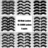 Makeup tjocka ögonfransar 8D Makeup Mink False Eyelash 15-26mm False Eyelash Fluffy 5 Par Set Fluffy Multi Dense Multi Layers Criss-Cross Styling