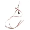 Keychains Pink/White Bowknot Ballet Shoe Ribbon Phone Pendant Chain Swead Pärlad charm Tillbehör för flickor och kameraväskor