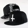 BeanieSkull Caps High Quality Cross Embroidery Hip Hop Hat Men Mens Adjustable Hats for Youth Flat Street Dance Cap Black 230214