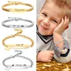 Braccialetti con ciondoli VishowCo Bracciale con nome per bambino Personalizzato fai da te Fascino in acciaio inossidabile placcato oro 18 carati Neonato Personalizzato per gioielli per bambini 231206