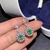 Orecchini a bottone Squisito ed elegante orecchino di smeraldo verde da donna Gioielli in argento Vera gemma naturale 925 Regalo di compleanno per ragazza