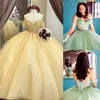 Vestido de quinceañera de tul con purpurina brillante, baile de corsé transparente, quinceañera mexicana, dulce vestido de fiesta de cumpleaños 15/16 para niña número 15, drama, gala de graduación formal de invierno, oro salvia