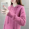 Suéteres de mujer Pull a capuche descontractcte a manches longues pour femmes pull en tricot monocromático vetements rouges pour femmes coreen 231205