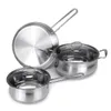 Marmites à soupe 3pcs / set épaissir la marmite en acier inoxydable poêle antiadhésive casserole avec couvercle en verre pour cuisinière à induction cuisinière à gaz Dhwfa