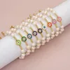 Chain Colorful Enamel Charm Bracelets Golden Beads Freshwater Pearl Bangle For Women For Daily Wear Handmade Fashion Jewelry 231204