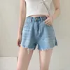 Women's Jeans Fashion Ins Sexy High Waist Stylish Ripped Wide Leg Shorts Denim Slim Looking Frayed Edges Pants Tide