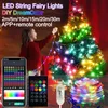 Juldekorationer DreamColor RGB LED -strip WS2812B Bluetooth Smart String Fairy Christmas Garland Light Waterproof för festgardinrum 231207