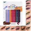 Combinaison ombre à paupières/liner 12 pièces/boîte crayon gel eyeliner imperméable coloré stylo ver à soie couché doux facile à porter pigment mat kit de revêtement pour les yeux ensemble de maquillage brillant 231207