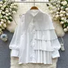 Damenblusen, schicke Bluse für Damen, lockere, altersreduzierende Blusas, lässige koreanische Mode, Rüschenkante für Damen, sanfte, elegante Dame, Dropship