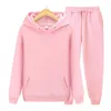 Herr- och kvinnors fasta färg Långärmar Två stycken Set Hooded Overized Sweatshirt Pant Hoodie Suit Autumn Winter 231220