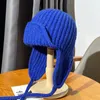 Boinas Sombrero de lana suave Gorro de punto con orejeras para mujer con estilo Gorro de moda para clima frío a prueba de viento súper grueso para invierno