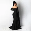 Casual Dresses Sexy Big Slit Autumn Winter 2023 Women's Clothing Solid V Neck Long Sleeves Elegant Ball Gown High Waist Dress