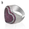 Jojo Mode Hart Ring Micro Pave Kubieke Zirkoon Moissanite Mannen Volledige Iced Out Bling Hip Hop/punk Sieraden