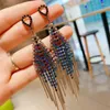 Dangle Earrings Bohemia Rhinestone Ear Nails Feather Tassel For Women Fashion Shiny Crystal Dinner Wedding Bride Jewelry