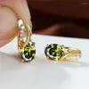 Boucles d'oreilles créoles pour femmes, breloques en Zircon violet, cristal de luxe, pierre ovale, couleur or jaune, mariage pour femmes