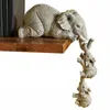 Tuindecoratie Olifant Standbeeld Hars Decoratieve Plank Sitter Moeder Hangende Twee Baby's Beeldje Voor Home Decor Housewarming Gift