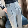 Pantaloni da uomo 2023 abito da lavoro pantaloni temperamento tinta unita casual slim a vita alta abito da sposa abbigliamento streetwear