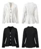 1201 XL 2023 Milan Style Sonbahar Markası Aynı Stil İki Parça Setleri V Boyun Siyah Beyaz Flora Baskı Kısa Pantolon İmparatorluk Kadın Giysileri YL