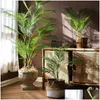 Decorative Flowers Wreaths 125Cm Large Artificial Palm Tree Tropical Plants Branches Plastic Fake Leaves Green Monstera For Home Garde Dhdsb