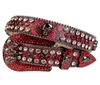 Western Cowboy Bling RedClear Crystal Belt Lt Red Snake Leather Strass Belt Boucle amovible pour Men5751436