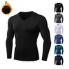 Intimo termico da uomo Taglia EU Inverno Uomo Camicia termica Intimo in pile Scollo a V Baselayer Casa Casual T-shirt Autunno Abbigliamento termico Pigiama Indumenti da notte 231206