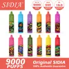 SIDIA 9000 Züge Einweg-Vaporizer, 9.000 Züge Vape-Gerät. Es enthält 18 ml 5 % 3 % 2 % 0 % Salz und verdampft bis zu 9000 Züge, 650 mAh, wiederaufladbar und LED-Unterlicht