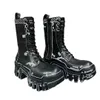 Masculino feminino artesanal bulldozer 8 cm de sola grossa Couro Genuíno Graffiti Gear Tank Boots