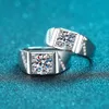 2CTシンプルなデザインジュエリーモイサナイトダイヤモンドメンズリングシルバースターリング925プラチナメッキ女性結婚指輪