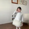 Flicka klänningar koreanska baby flickor rufsar ärmlös ullväst klänning för barn mode småbarn pärla krage höst vinterkläder
