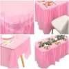 Bord kjol rosa engångsplastplatduk och bordkjolar Set Stain Proof Table Cover för Baby Shower Girl Birthday Party Decor 231206