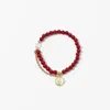 Strand Kirykle gothique métal Portrait charme or chaîne lien bracelets pour fille femmes Bracelet rouge foncé perles bijoux cadeau de noël