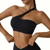 Yoga-outfit één schouder hoge stretch comfortabele sportbeha ondergoed dames bralette fitnesstrein top voor vrouwelijk hardloopvest